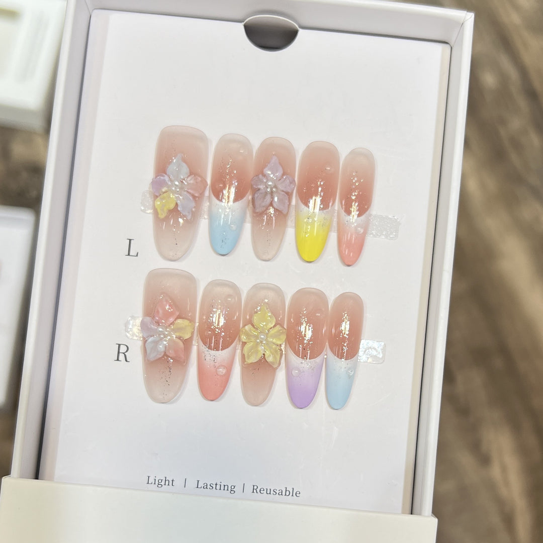 Floral-Inspired Artistic Press-On Nail Set Bowlift