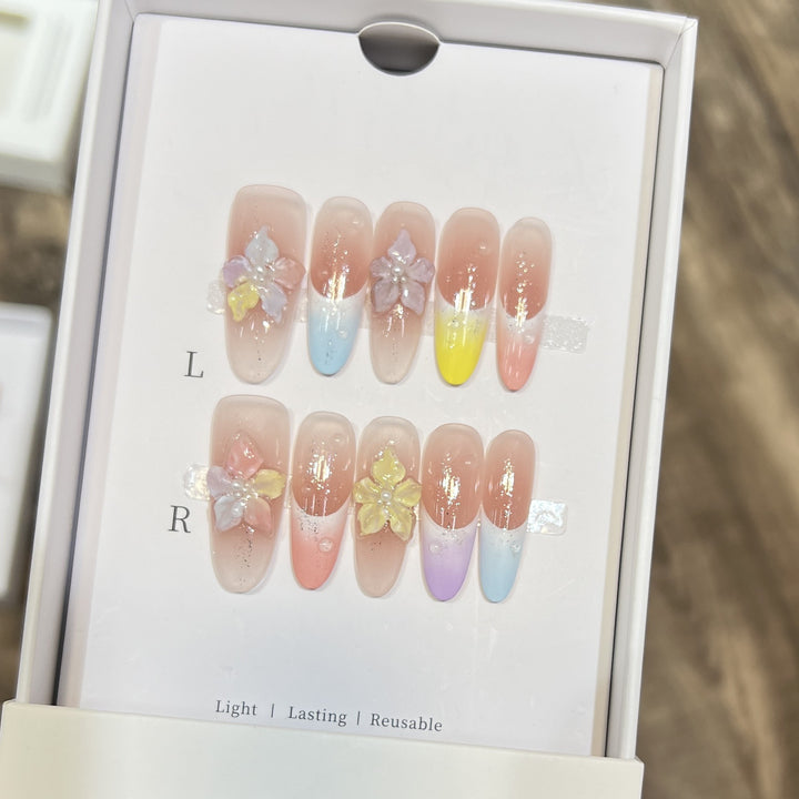 Floral-Inspired Artistic Press-On Nail Set Bowlift