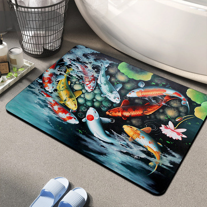 Floral Design Memory Foam Bath Mat Bowlift