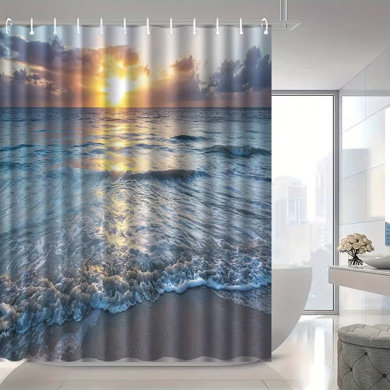 Coastal Scene Shower Curtain Bowlift