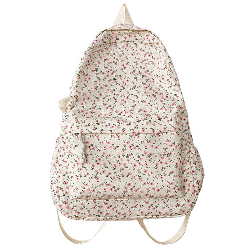 Floral Print Canvas Backpack Bowlift