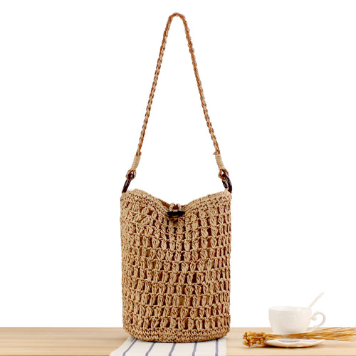 Handbag Made of Hand-Woven Natural Material with Decorative Closure Bowlift