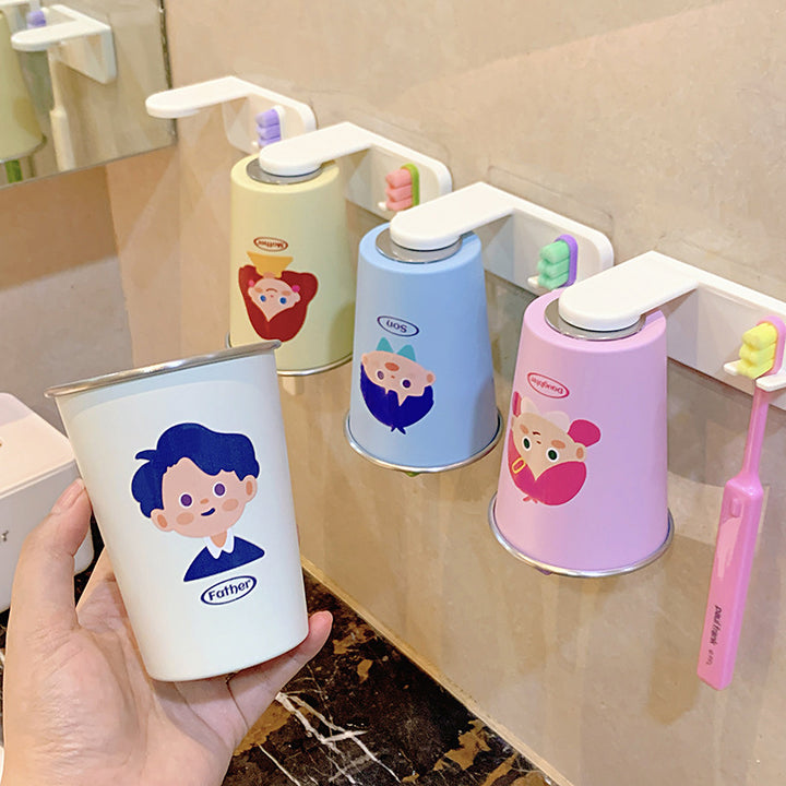 Wall-mounted toothbrush holder with funny cartoon design Bowlift