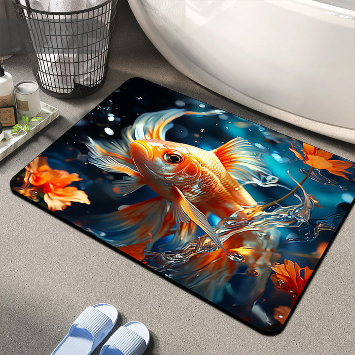 Floral Design Memory Foam Bath Mat Bowlift