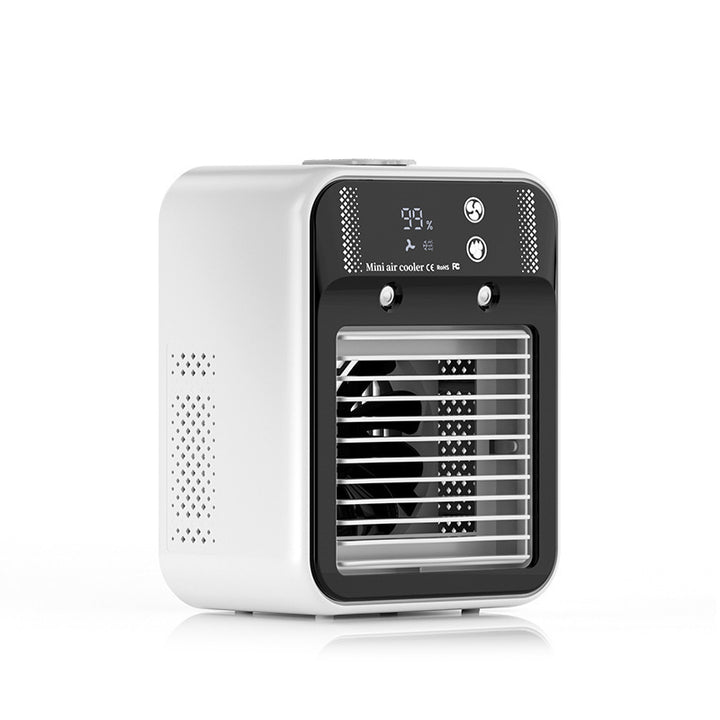 Unisex portable mini air cooler with humidifier digital display USB operation Bowlift