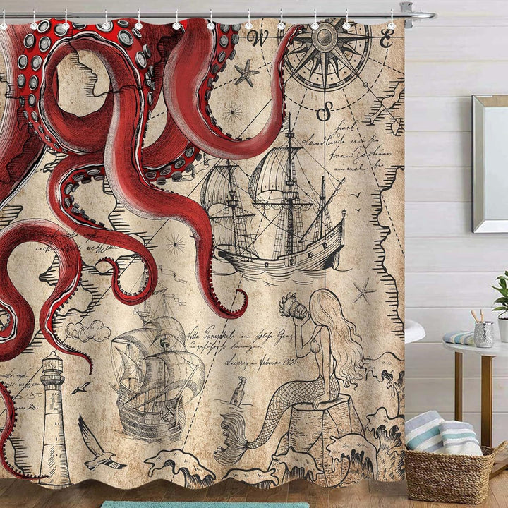 Ocean-Theme Shower Curtain Bowlift
