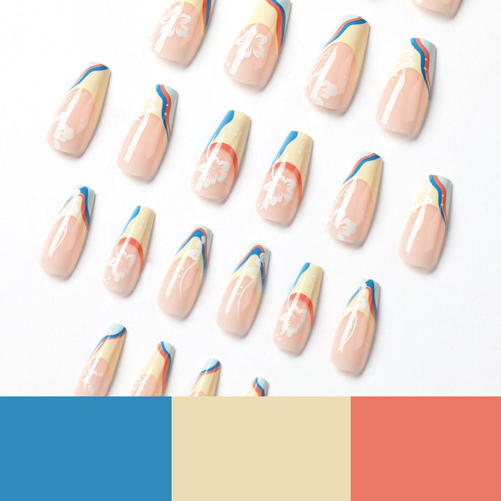 Artistic nail art with floral accents and creative color layers Bowlift