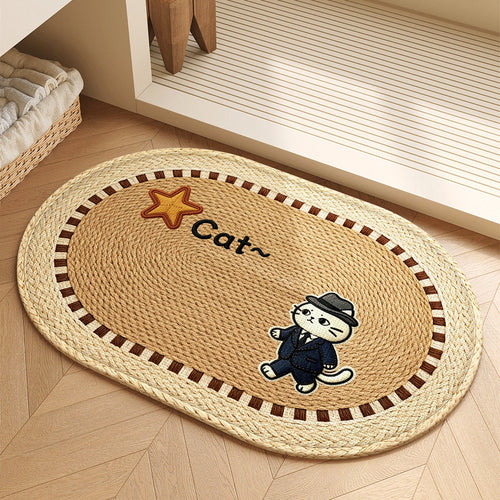 Cat-Themed Natural Fiber Area Rug