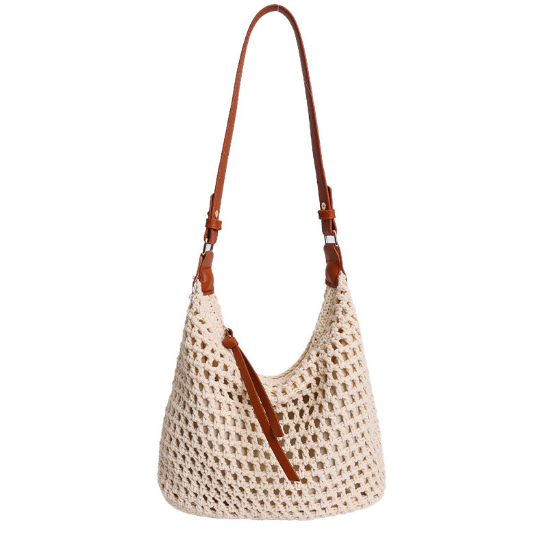 Trendy Mesh Bag with Leather Accents Bowlift