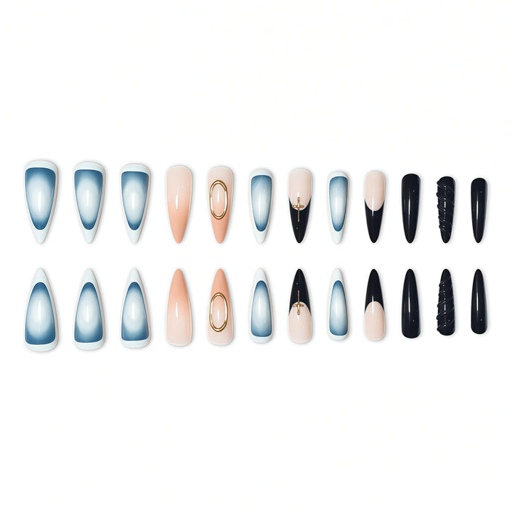 Elegant Stiletto Nail Enhancements with Unique Accents Bowlift