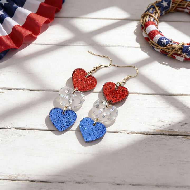 Ladies nan statement earrings with bow shape and American flag pendant Bowlift