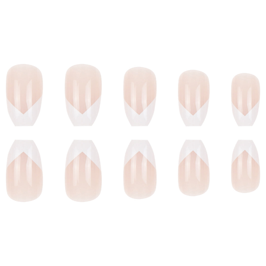 Elegant French Tip Press-On Nails Bowlift