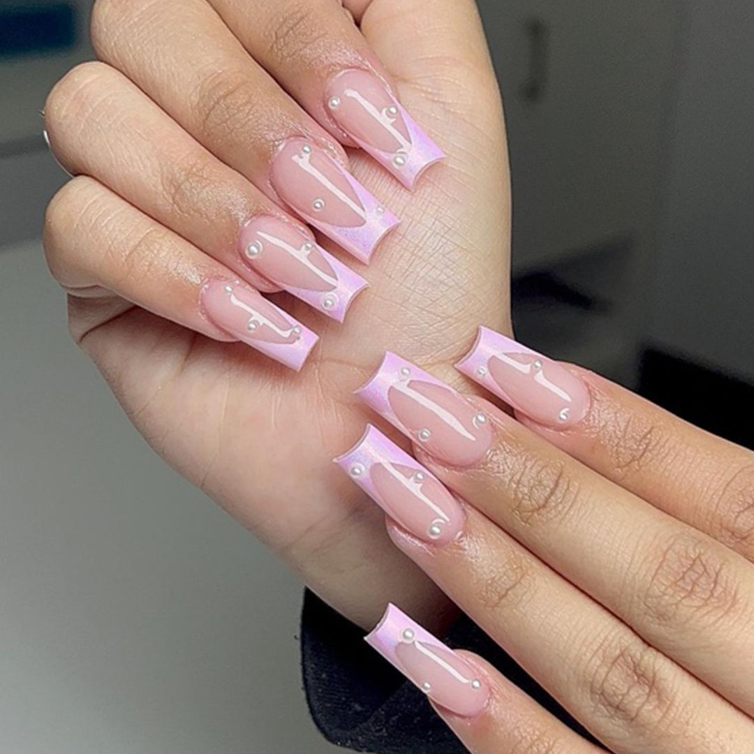 Elegant 3D Pearl Accented Nail Art Extensions Bowlift