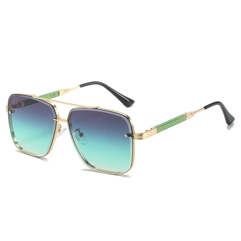 Women Geometric Oversize Sunglasses with Filigree Metal Frame Bowlift