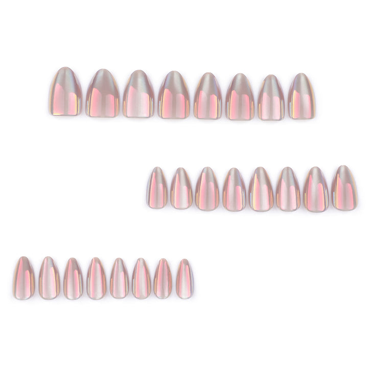 Elegant Artistic Stiletto Nails with Shimmering Gradient Bowlift