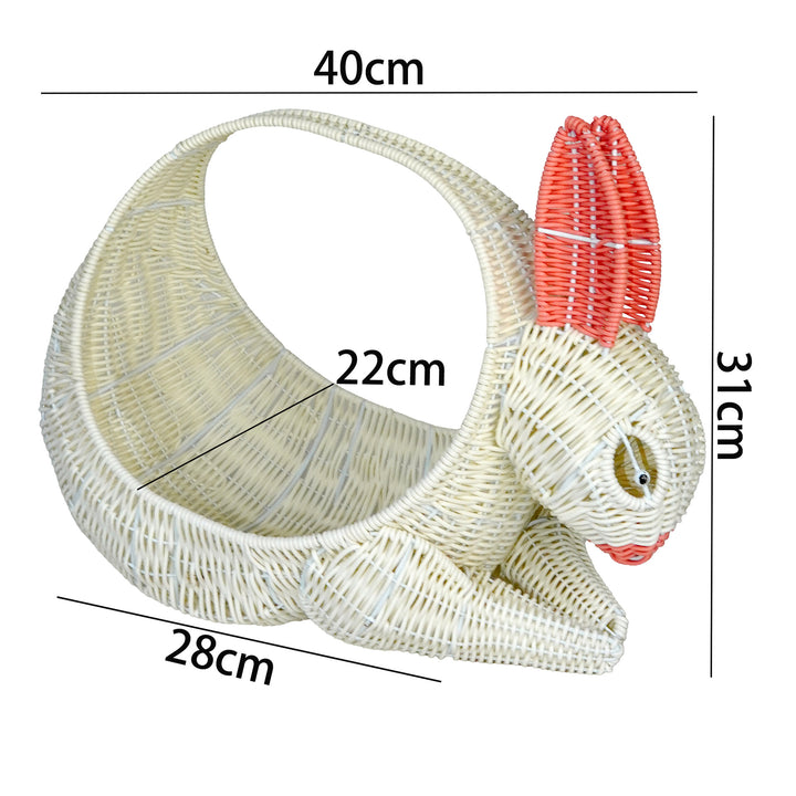 Decorative Rabbit-Shaped Wicker Basket Bowlift