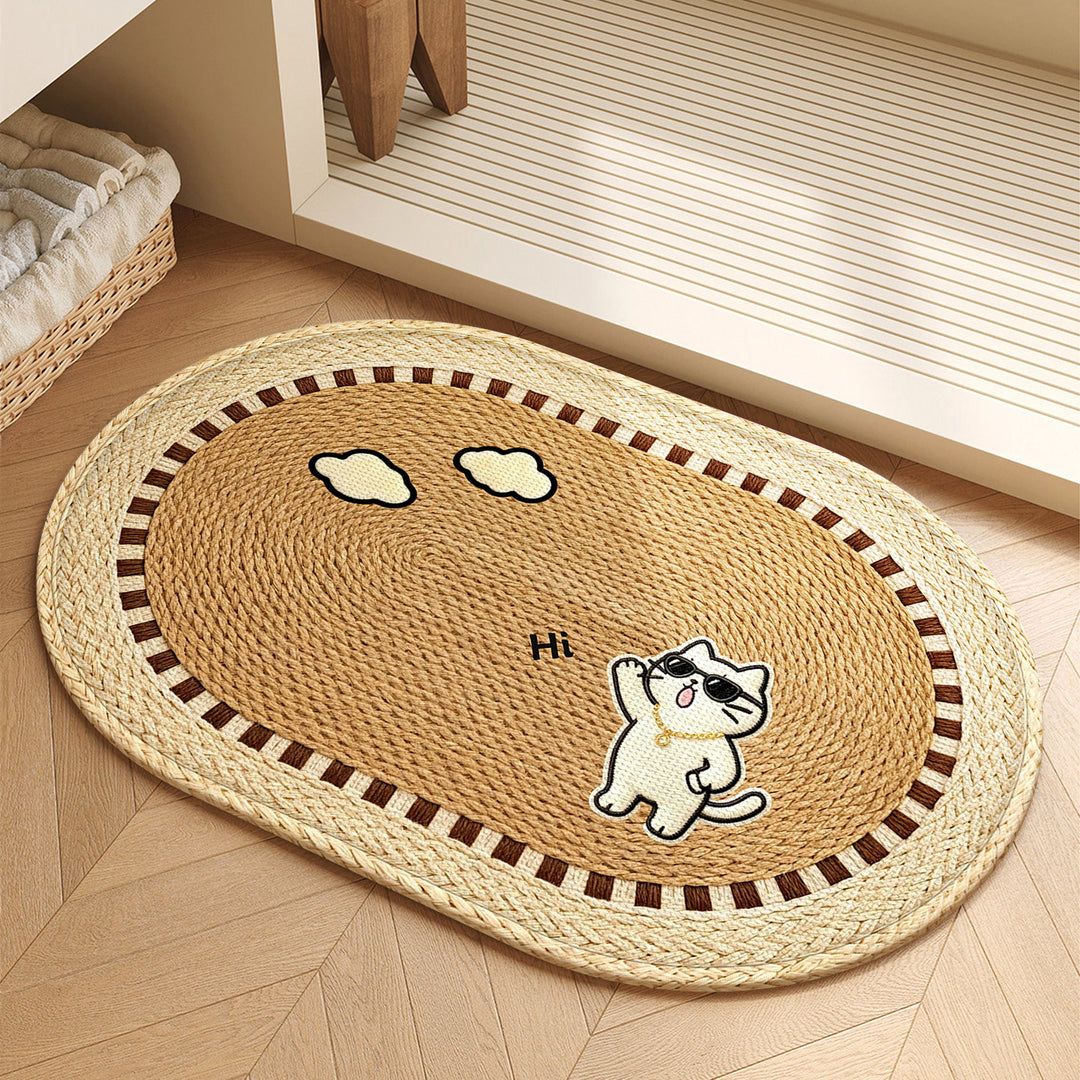 Cat-Themed Natural Fiber Area Rug
