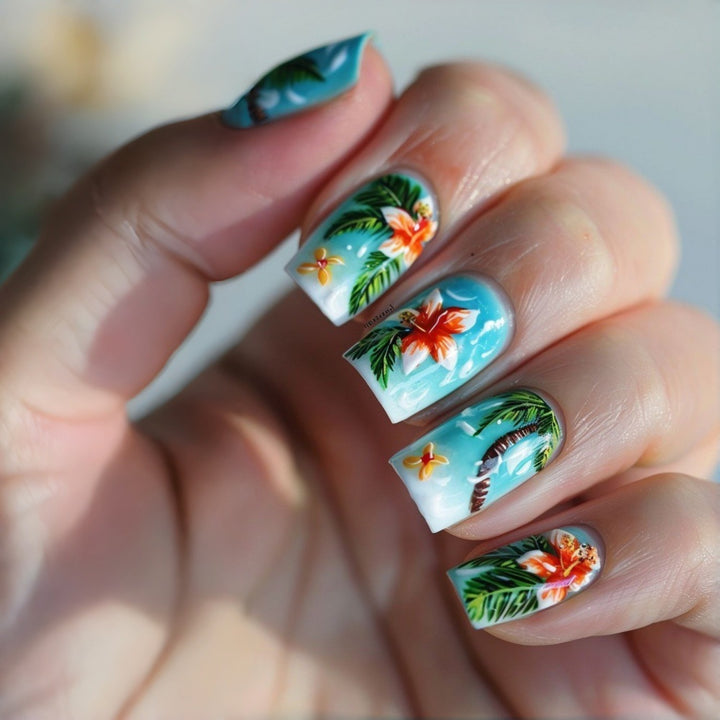Nail Art Design with tropical motifs Bowlift