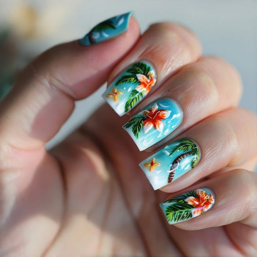 Nail Art Design with tropical motifs Bowlift