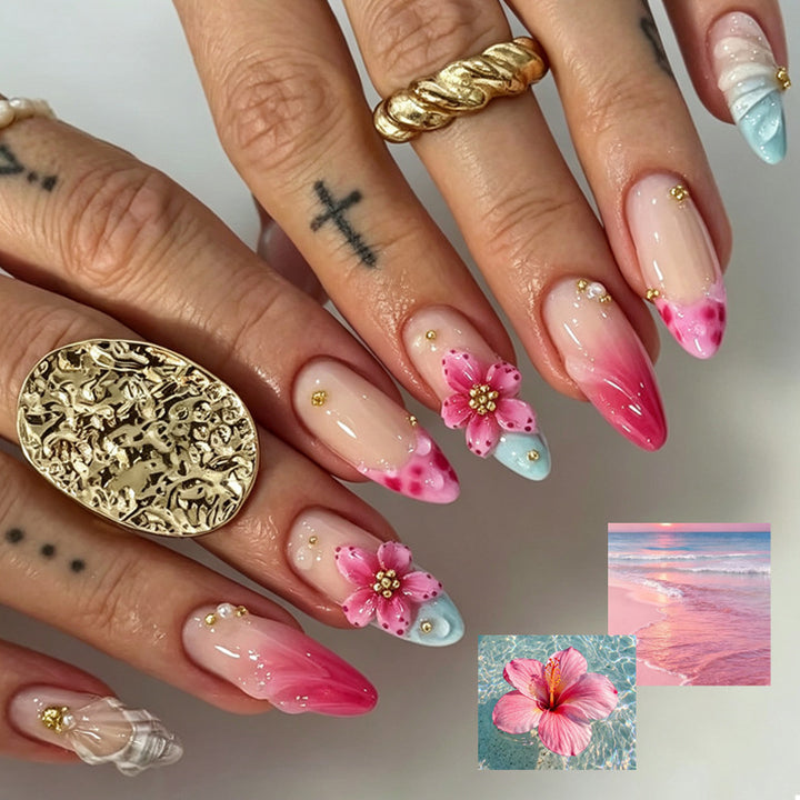 Floral Design Acrylic Nail Tips Set Bowlift