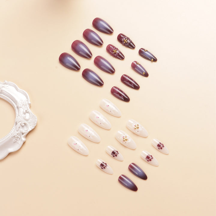 Floral Embellished Stiletto Nail Art Bowlift