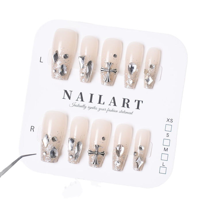 Decorative Gemstone and Floral Press-On Nails Bowlift