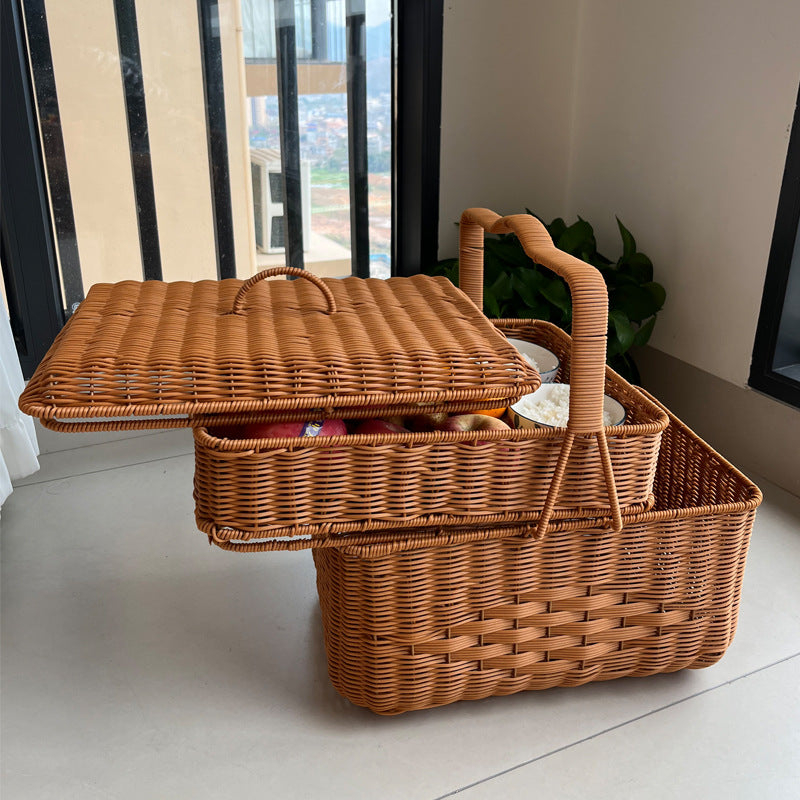 Elegant Woven Picnic Basket Bowlift