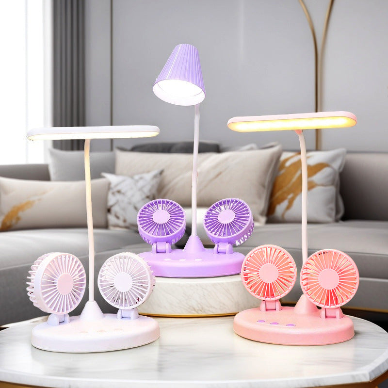 Women's Multifunctional Table Lamp with Integrated Fans Bowlift