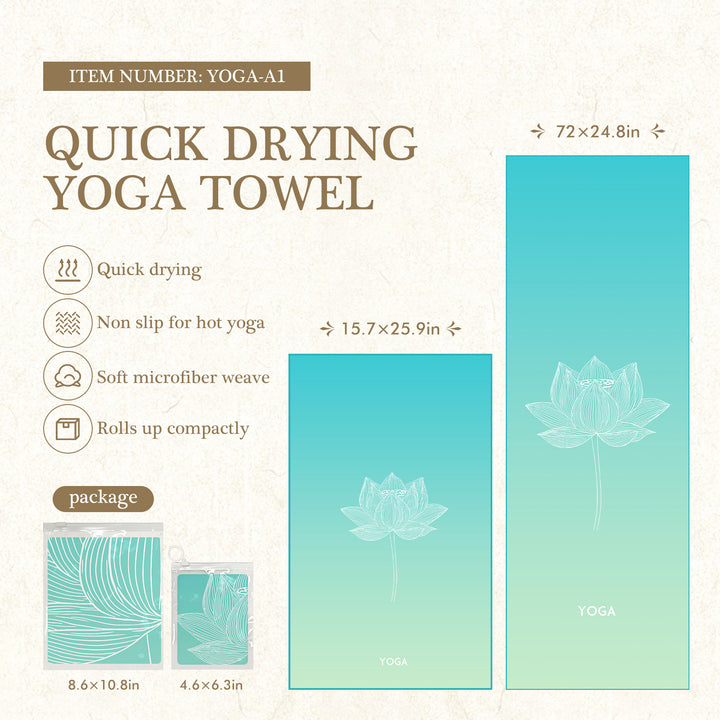 Quick-Drying Non-Slip Microfiber Yoga Towel with Mandala Grip Pattern Bowlift