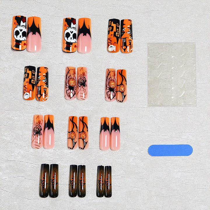 Artificial nail set with Halloween motifs and creative glitter Bowlift