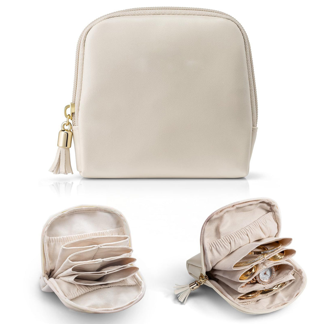 Cosmetic organizer with structured interior and elegant tassel Bowlift