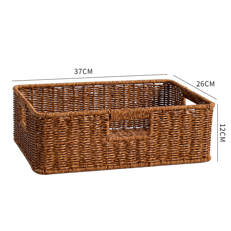 Handcrafted Large Rectangular Wicker Storage Basket Bowlift