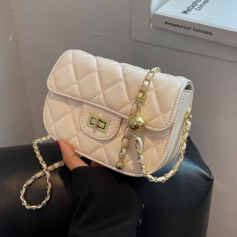Quilted Chain-Detail Crossbody Bag Bowlift