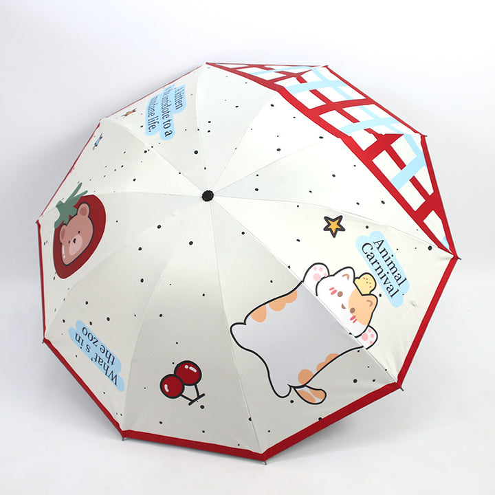 Women's Creative Folding Umbrella with Cute Bear Design Bowlift