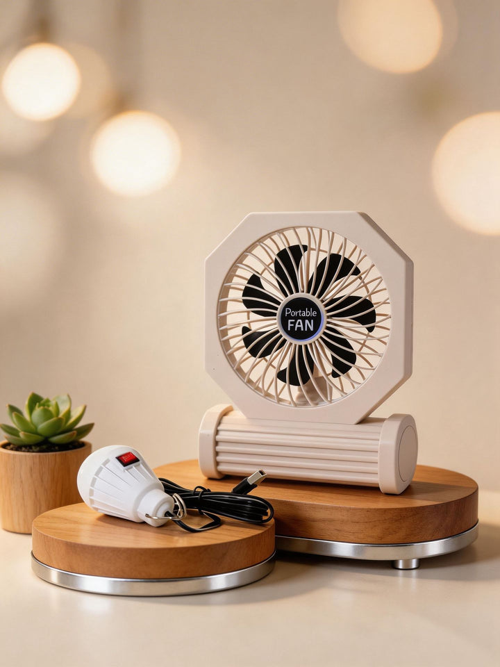 Ladies portable table fan with flexible tilt mechanism and USB connection Bowlift