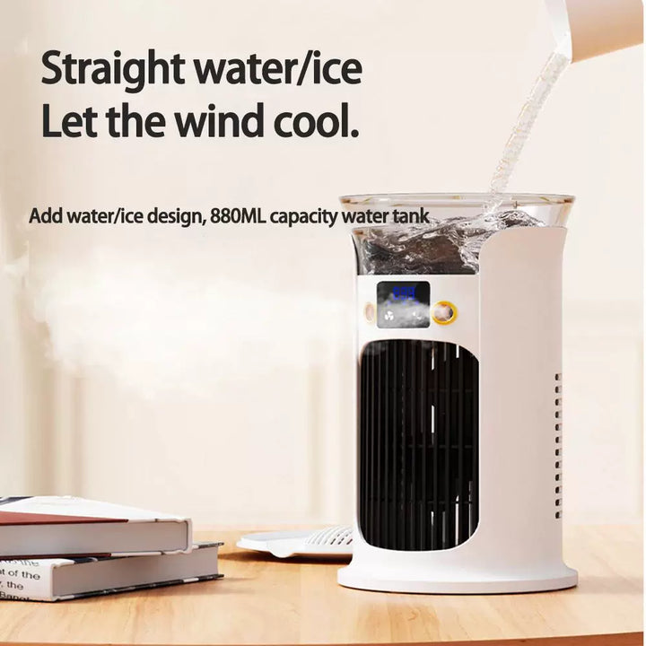 Unisex one size compact USB humidifying air circulation tower fan with LED display Bowlift