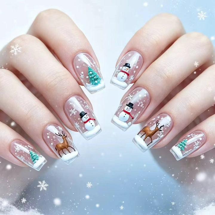 Artificial nails with festive winter design Bowlift