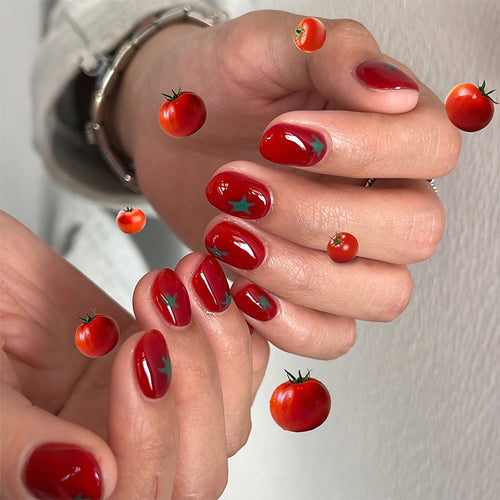 Artistic Press-On Nail Set with Star Designs Bowlift