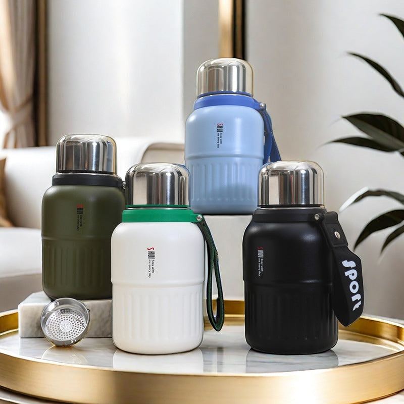 Women's Insulated Bottle with Removable Tea Strainer and Carry Strap Bowlift