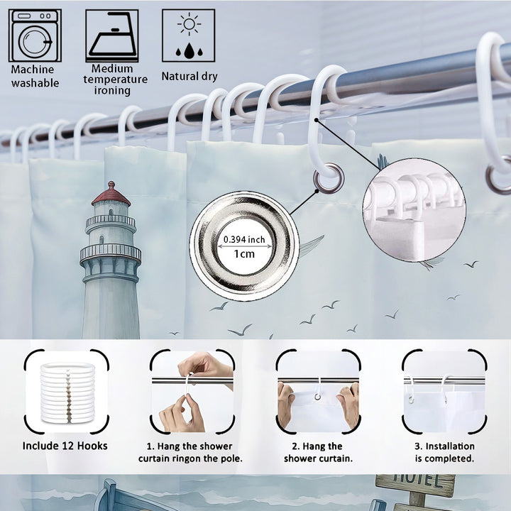 Coastal Lighthouse-Themed Four-Piece Bathroom Set Bowlift