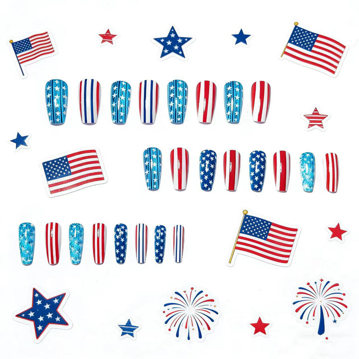 Patriotic Stars and Stripes Nail Art Bowlift