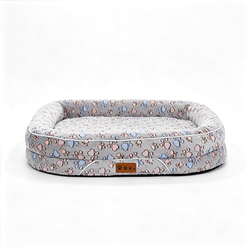 Plush Heart-Patterned Dog Bed