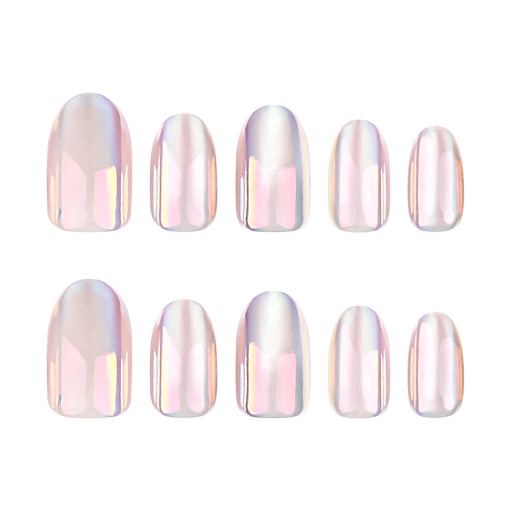 Trendy Nail Extensions with Shimmering Gradient Bowlift