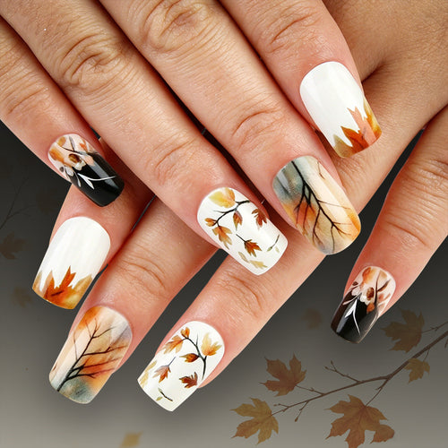 Artistic Fall-Themed Press-On Nails Bowlift