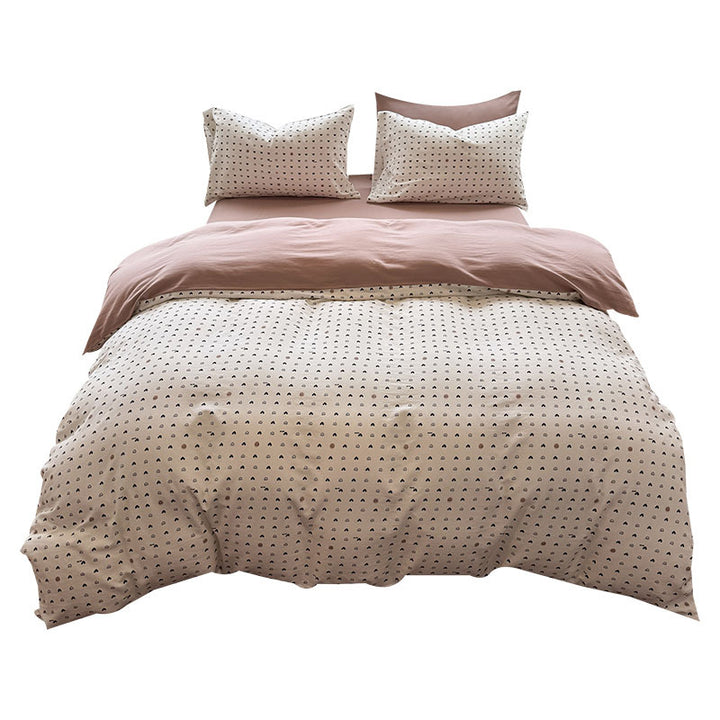 Reversible Cotton Sateen Duvet Cover Set with Mini Arch Print and Solid Reverse