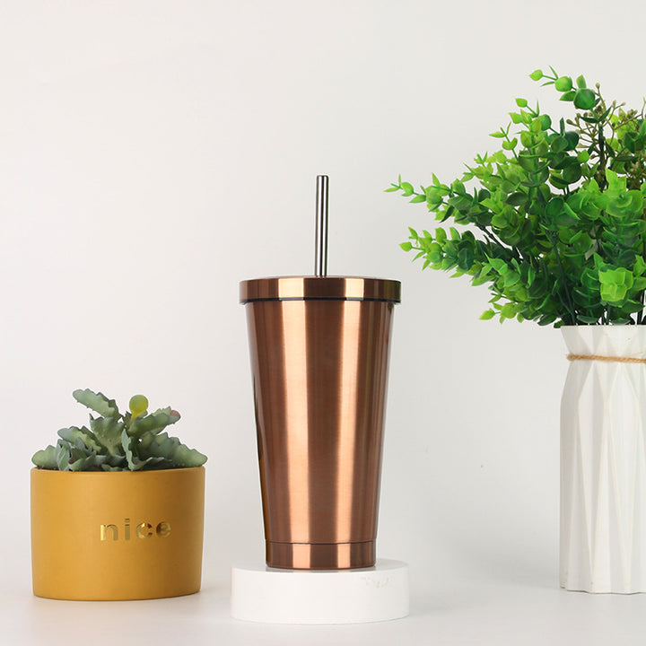 Women's stainless steel drinking cup with straw Bowlift