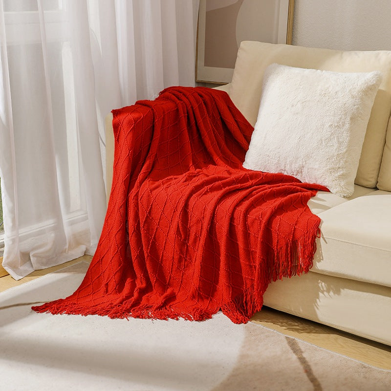 Women’s knitted blanket with textured wave pattern Bowlift