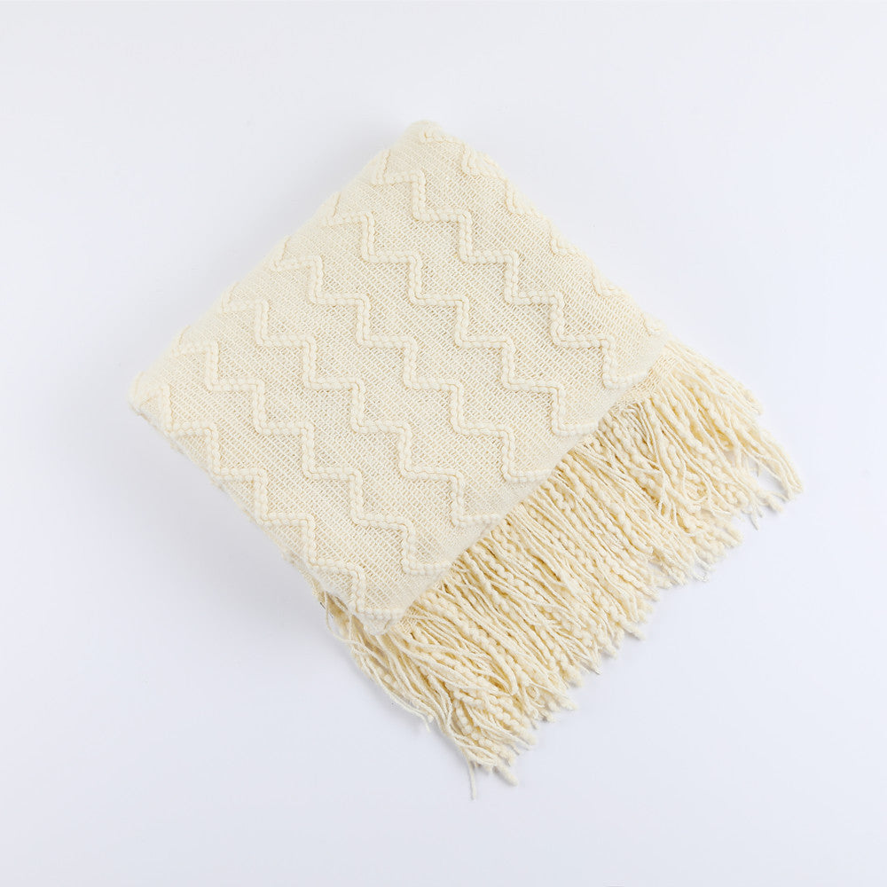 Women’s knitted blanket with textured wave pattern Bowlift
