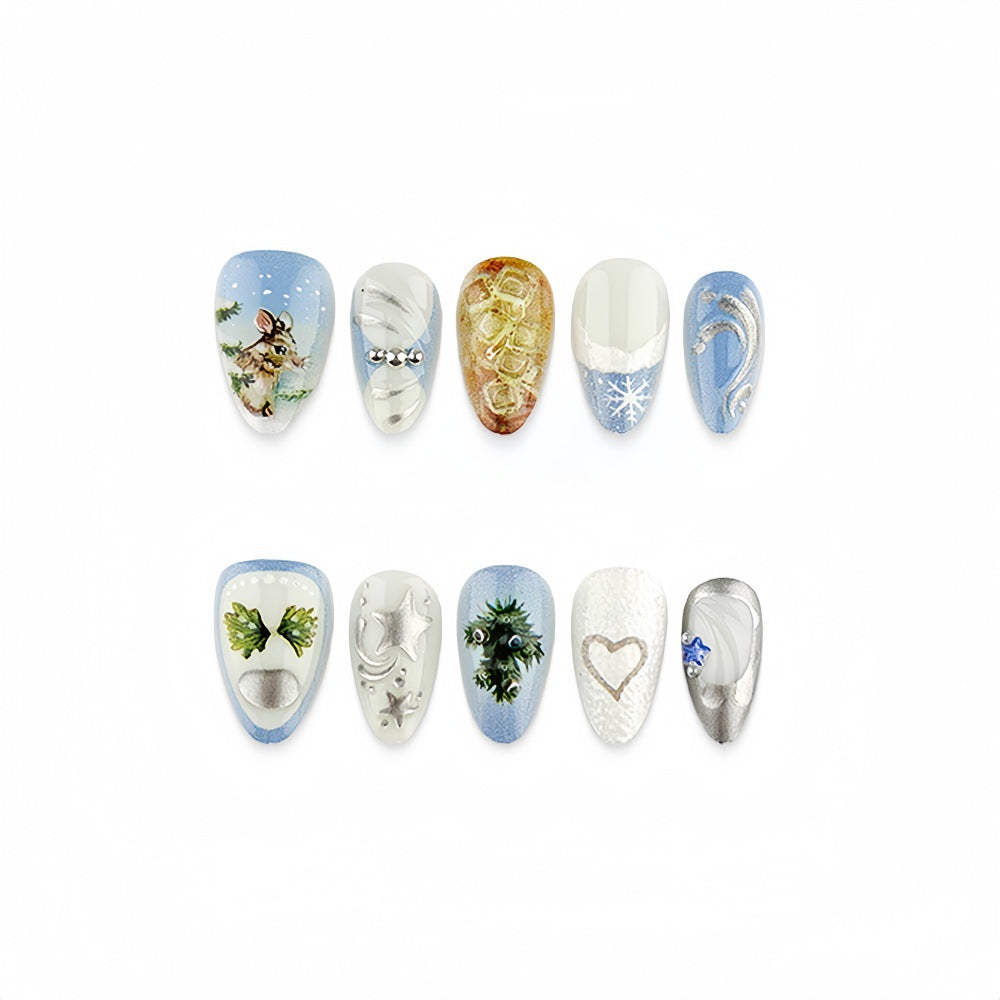 Artificial nails with festive winter motifs Bowlift