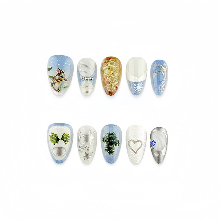 Artificial nails with festive winter motifs Bowlift